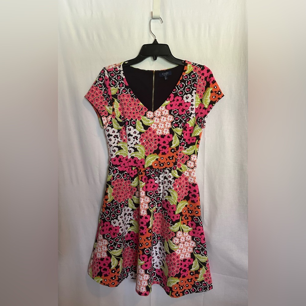 Kaari Blue - Floral V-Neck Dress - Multicolor